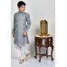 Grey Jamawar Boys Kurta & White Pajama