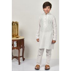 White Indian Boys Kurta Shalwar