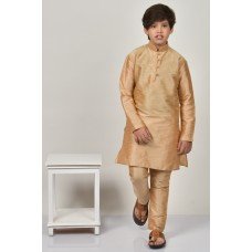 Dull Gold Kids Silk Kurta Pajama