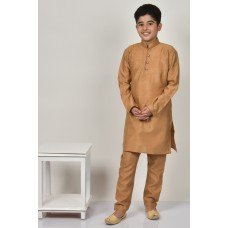 Dark Beige Ethnic Boys Kurta Pajama Suit