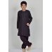 Black Embroidered Kids Kurta Pajama Set