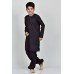 Black Embroidered Kids Kurta Pajama Set