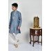 Grey Traditional Wear Embroidered Kids Kurta Pajama Set