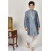 Grey Traditional Wear Embroidered Kids Kurta Pajama Set