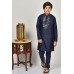 Navy Blue Sequin Kurta Pajama Boys Wedding Dress