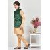 Green Pakistani Boys Velvet Waistcoat