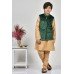 Green Pakistani Boys Velvet Waistcoat