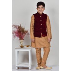 Maroon Little Boys Ethnic Waistcoat