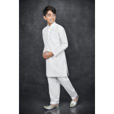 White Kurta Salwar Indian Kids Suit Set