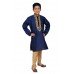 Navy Blue Gold Embroidered Kurta Pajama for Boys