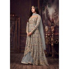 GREY WEDDING WEAR ANARKALI STYLE GOWN 5608-A