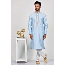 Sky Blue Indian Designer Mens Kurta Pajama Set