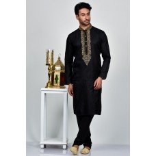 Black Pakistani Men Stylish Kurta Pajama