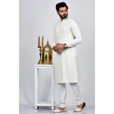 White Asian Designer Men's Kurta Pajama Set