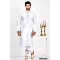 Light Blue Embroidered Asian Mens Kurta Pajama