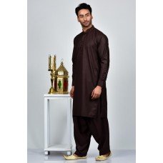 Dark Brown Readymade Pakistani Mens Kurta Shalwar Set