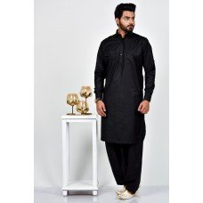 Black Mens Casual Kurta Shalwar