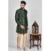 Green Short Embroidered Kurta Pajama Mens Wedding Outfit