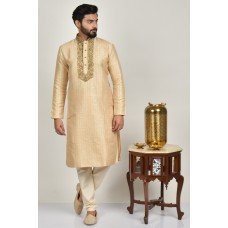 Gold Embroidered Kurta Pajama Mens Formal Suit