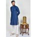 Navy Blue White Kurta Pajama Pakistani Designer Clothing