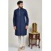 Navy Blue White Kurta Pajama Pakistani Designer Clothing