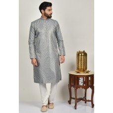 Grey Embellished Kurta Pajama Indian Mens Clothing