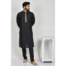 Black Pakistani Mens Kurta Pajama Readymade Eid Suit