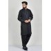 Black Embroidered Kurta Shalwar Indian Ethnic Mens Suit