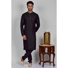 Black Traditional Men Party Wear Kurta Pajama Set