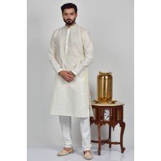 White Embroidered Designer Kurta Pajama Indian Mens Functional Dress