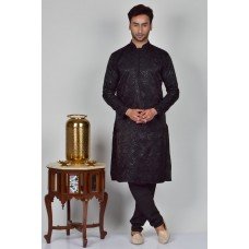 Black Kurta Ethnic Men's Designer Traditional Wear