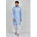 Sky Blue White Shalwar Kameez Indian Traditional Men Suit