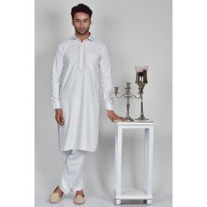 White Long Shalwar Kameez Pakistani Men Eid Suit