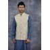 Cream Nehru Waistcoat Mens Designer Wear