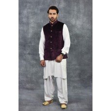 Purple Nehru Jacket With Formal Mens Waistcoat