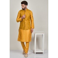 Mustard Indian Men's Wedding Waistcoat 