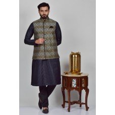 Black Nehru Jacket For Men Jammawar Waistcoat