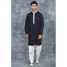 Navy Blue & White Menswear Eid Kurta Shalwar