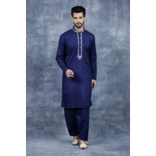 Navy Blue Pakistani Mens Kurta Shalwar Festive Wear