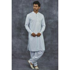 Sky Blue Embroidered Kurta Shalwar Indian Mens Suit