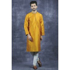 Mustard & White Indian Mens Wedding Kurta Pajama Designer Suit