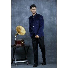 Navy Blue & Black Indian Mens Wedding Suit