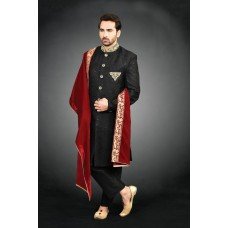 Black Heavy Embellished Mens Sherwani