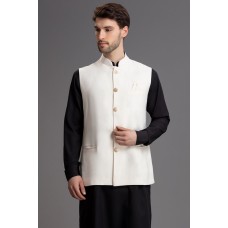 Cream Waistcoat Fancy Nehru Style Jacket