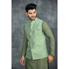  Green Waistcoat Pakistani Designer Menswear