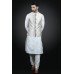 White Kurta Pajama Set Ivory Embroidered Menswear Waistcoat Wedding Suit