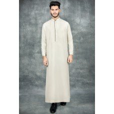 Cream Readymade Plain Thobe Jubba For Men