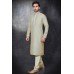 Greenish Grey Embroidered Kurta Pajama For Men