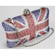 Elegant Union Jack Diamante Crystal Studs Clutch