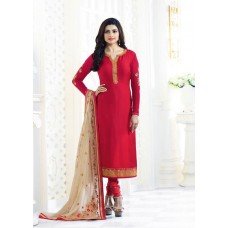 RED KASEESH MAHARANI STRAIGHT CUT PRACHI SUIT 